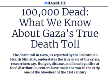 Haaretz: Qəzzada İsrail tərəfindən 100,000-dən çox fələstinli öldürülüb