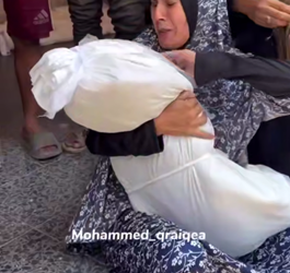 Qəzza şəhərinin Əs-Sabrah məhəlləsində bir evin bombalanması nəticəsində həyatını itirən uşağı ilə bir ana vidalaşdı – faciəvi və təsirli anlar yaşandı.